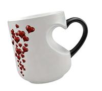 Ekoama Tasse à café thermique avec poignée en forme de cœur changeant de couleur pour anniversaire, anniversaire de mariage, Saint-Valentin