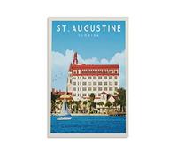 EKOAW Affiche de voyage vintage de Saint Augustine, Floride, lac, art mural, impression sur toile, décoration de chambre familiale moderne, 30 x 40 cm