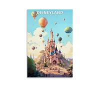 EKOAW Affiche de voyage vintage Disneyland Paris, peinture sur toile, art mural, décoration moderne, 20 x 30 cm