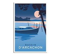 EKOAW Affiche de voyage vintage du bassin d'Arcachon, France, affiches décoratives, toile moderne, décoration murale, cadeau, 40 x 50 cm