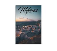 EKOAW Affiche de voyage vintage Grèce Mykonos, décoration murale, toile (sans cadre), 20 x 30 cm
