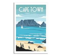 EKOAW Affiche de voyage vintage sur toile représentant la plage du Cap en Afrique du Sud, décoration murale pour la maison, art mural, peinture, impression, cadeau (sans cadre), 40 x 50 cm