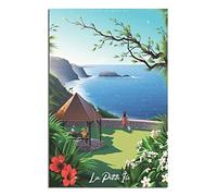 EKOAW Affiche de voyage vintage sur toile représentant une petite île de la Réunion, décoration murale, art mural, peinture, impression, cadeau, sans cadre, 20 x 30 cm