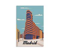 EKOAW Affiches de voyage vintage Calle Gran Vía Madrid, art mural, impression sur toile, décoration de chambre familiale moderne, 30 x 40 cm