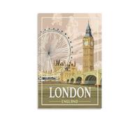 EKOAW Affiches de voyage vintage de Londres, Angleterre (sans cadre) 30 x 40 cm