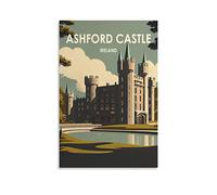 EKOAW Affiches de voyage vintage du château d'Ashford en Irlande, paysage, art mural, impression sur toile, décoration de chambre familiale moderne, 30 x 40 cm