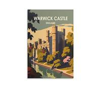 EKOAW Affiches de voyage vintage du château de Warwick, Angleterre, paysage, art mural, impression sur toile, décoration de chambre familiale moderne, 20 x 30 cm