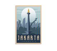 EKOAW Affiches de voyage vintage du monument national indonésien, art mural, impression sur toile, décoration de chambre familiale moderne, 30 x 40 cm