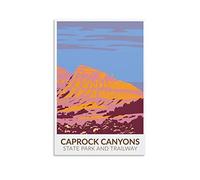 EKOAW Affiches de voyage vintage du parc d'État et du sentier des Caprock Canyons, art mural paysager, impression sur toile, décoration de chambre familiale moderne, 30 x 40 cm