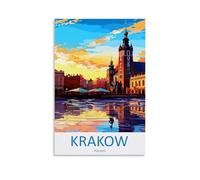 EKOAW Peinture par Numéros Adultes Cracovie, Pologne Painting By Numbers adultes paysage sans cadre avec pinceaux et peintures acryliques 30x40cm