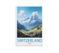 EKOAW Peinture par Numéros pour Adulte Alpes suisses Kit de Peinture à l'huile sur Toile Bricolage pour Débutants 30x40cm