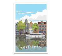 EKOAW Peinture par numéros pour adultes et enfants, Amsterdam Pays-Bas Peinture par numéros pour adultes Paysage urbain pour décoration murale de la maison 50x60cm