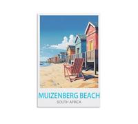 EKOAW Plage de Muizenberg, Afrique du Sud - Affiche de voyage vintage sur toile, 20 x 30 cm - Décoration murale - Décoration de chambre