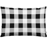 EKOBLA Housse de coussin à carreaux de buffle rétro noir et blanc classique tartan rustique géométrique décor coussin lombaire pour canapé, lit, taille standard, grand lit, 50,8 x 76,2 cm