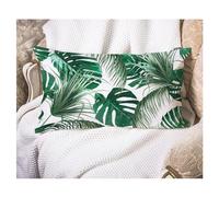 EKOBLA Housse de coussin rectangulaire en coton et lin Motif feuilles de palmier exotiques tropicales et branches vertes 30,5 x 50,8 cm