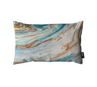 EKOBLA Housse de coussin rectangulaire motif marbre bleu doré blanc abstrait océan art housse de coussin pour canapé, décoration d'intérieur en coton et lin 30,5 x 50,8 cm