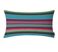 EKOBLA Housse de coussin rectangulaire rectangulaire à rayures mexicaines Cinco de Mayo en coton et lin à rayures arc-en-ciel 30,5 x 50,8 cm