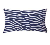EKOBLA Housse de coussin rectangulaire rectangulaire à rayures zébrées - Bleu marine vieilli - Imprimé peau d'animal - Coton et lin - Décoration pour la maison, le bureau - 30,5 x 50,8 cm