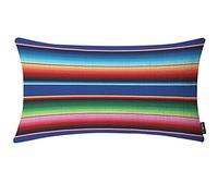 EKOBLA Housses de coussin rectangulaires mexicaines colorées à motif à rayures pour fête, canapé, lit, coton, lin, 30,5 x 50,8 cm