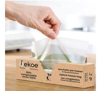 Ekoe Lot de 20 sacs alimentaires pour congélateur, biodégradables, sachets avec fermeture éclair, fermeture éclair, pour l'organisation et le stockage des aliments, sac congélateur, porte-nourriture,