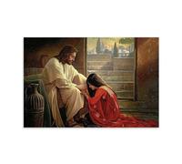 EKoKim Impression sur toile Jésus et Marie-Madeleine - Impression sur toile - Décoration murale moderne pour chambre à coucher - 20 x 30 cm
