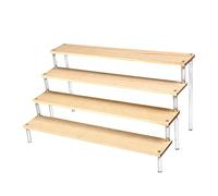 EKOKIM Présentoir en Bois Support de Risers D'affichage Acrylique Étagère à Escalier en Bois pour Personnages Cupcake Rouge à Lèvres Vernis à Ongles Condiment (4 Niveaux)