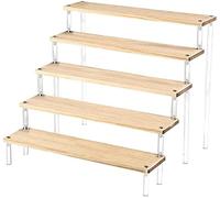 EKOKIM Présentoir en Bois Support de Risers D'affichage Acrylique Étagère à Escalier en Bois pour Personnages Cupcake Rouge à Lèvres Vernis à Ongles Condiment (5 Niveaux)