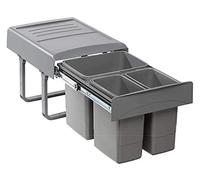 ekotech 90094162S Mega Poubelle avec 1 x 15 et 2 x 7 litres de volume de déchets / triple tri / système de fermeture douce