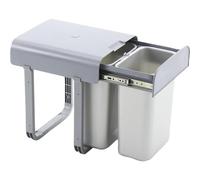 Ekotech - Aladin - Poubelle à encastrer extensible 2 x 8 l à partir de 40 cm de largeur de placard - Gris