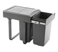 EKOTECH Mega 40 Poubelle encastrable en plastique Gris 2 x 20 l