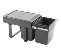 EKOTECH Poubelle encastrable Mega 40 2 x 15 l en plastique gris