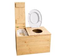 EKOTOILETTES Toilette Sèche d'Intérieur Madeleine en Bois | Livrée Montée, 4 L de Sciure Offerts et Pelle Inclus, Seau 12 L , Compartiment à Copeaux Intégré, Sans Eau ni Électricité