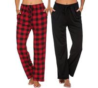 Ekouaer 2 Pièces Bas de Pyjama Femmes Pantalon Pyjama Femme à Carreaux Pantalon de Nuit avec Poches Doux Pantalon Long Vêtements de Nuit