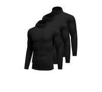Ekouaer 3pcs Haut Thermique Homme à Manches Longues sous-Vêtements Chauds avec Micro-Polaire intérieure Hiver Noir*3 M