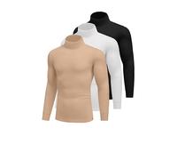 Ekouaer 3pcs Haut Thermique Homme à Manches Longues sous-Vêtements Chauds avec Micro-Polaire intérieure Hiver Noir+Blanc+Kaki XL