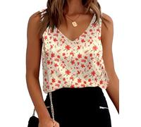 Ekouaer Débardeurs d'été Femme sans Manches Mode Blouse Haut en Satin T-Shirt Top