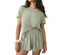 Ekouaer Pyjama Femme Ete Ensembles de Pyjamas Court Short Ensemble Pyjamas T-Shirt de Nuit Manche Courtes Vêtements de Nuit patanlon de Pyjama Sleepwear