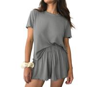 Ekouaer Pyjama Femme Ete Ensembles de Pyjamas Court Short Ensemble Pyjamas T-Shirt de Nuit Manche Courtes Vêtements de Nuit patanlon de Pyjama Sleepwear