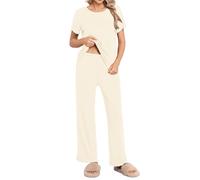 Ekouaer Pyjama Femme Short à Manches Courtes Ensemble de Pyjamas Vêtements de Nuit Bas de Pyjamas Confortable Doux Respirant