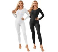 Ekouaer sous Vetement Chaud Femme Flexible Respirant Ensemble de Ski Femme Tenant Chaud pour Hiver, Noir + Blanc, M