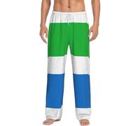EKPASVC Pantalon de pyjama confortable en flanelle imprimé drapeau de la Sierra Leone pour homme, parfait pour se détendre et dormir, plusieurs tailles, Noir , L