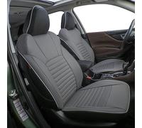 EKR Ensemble Complet de Housses de siège de Voiture Forester sur Mesure pour Subaru Forester 2019, 2020, 2021, 2022 et 2023 - Cuir (Noir/Gris)