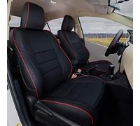 EKR Rav4 Seat Covers for Toyota Rav4 XLE,Platinum,Limited 2013-2018 & SE 2016-2018,Custom Leather Truck Seat Cover Full Set for SUV,Waterproof Car Seat Protector,Faux Leather(Black with Red Trim)