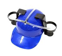 Ekrfxh Guzzler - Casque à boire, réglable, avec support pour canettes, chapeau de paille pour bière, boissons, fêtes, gadgets amusants, bleu, Taille Unique
