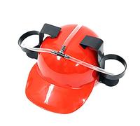 Ekrfxh Guzzler - Casque à boire, réglable, avec support pour canettes, chapeau de paille pour bière, boissons, fêtes, gadgets amusants, rouge, Taille Unique