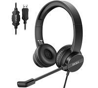 EKSA Casque Micro PC avec Bouton de Muet, Contrôle du Volume, Idéal pour Réunion, Visioconférence, Télétravail, Bureau, Centre d'Appels, Skype, Zoom (USB)