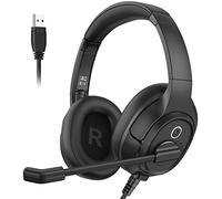 EKSA H2 Casque Micro USB, Casque PC Filaire avec Micro, Casque Audio PC avec Bouton de Muet, Contrôle du Volume, Conversation Claire pour Entreprise/Centre d'Appels/Bureau/Zoom/Skype en Ligne