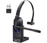 EKSA H5 Casque Bluetooth sans Fil avec Micro & Dongle USB [45 Heures de Temps de Lecture et Portée de 10 m] Casque Micro PC Mono avec Station de Charge et à Réduction de Bruit AI Mic, pour Bureau