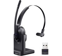 EKSA H5 Micro-casque supra-auriculaire Bluetooth noir Suppression du bruit du microphone, Noise Cancelling micro-casque, avec station de base Bluetooth®, avec