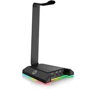 EKSA W1 Support Casque avec Son Surround 7.1, Support Casque Gamer en Aluminium, Lumières RGB, 2 Ports USB, 3 Ports de 3,5 mm, Support Casque Universel pour les joueurs